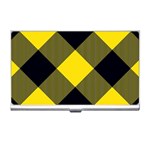 Dark Yellow diagonal plaids Business Card Holder Front