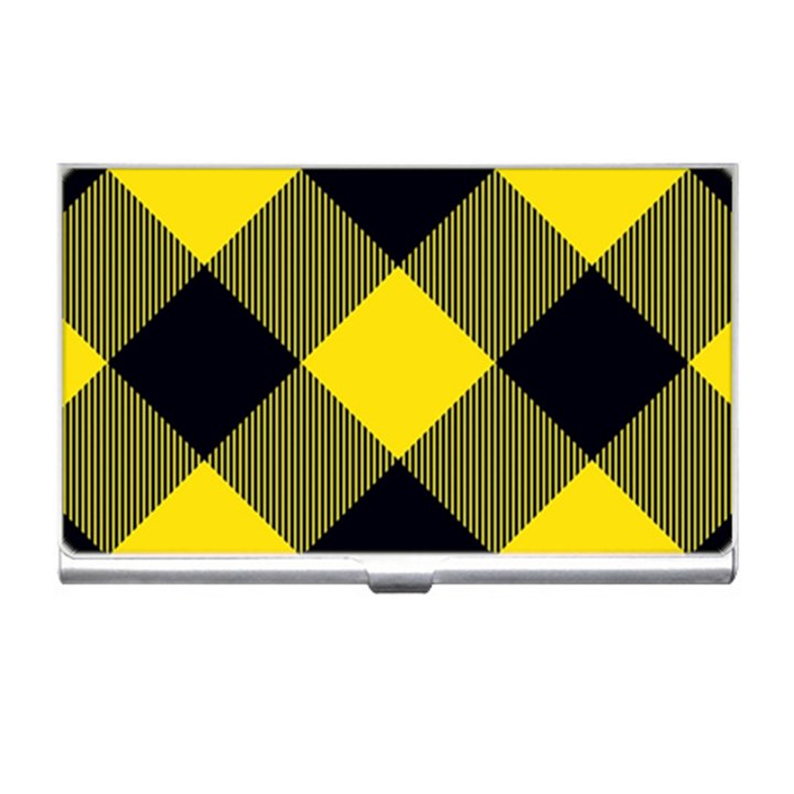 Dark Yellow diagonal plaids Business Card Holder