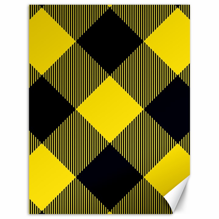 Dark Yellow diagonal plaids Canvas 12  x 16 