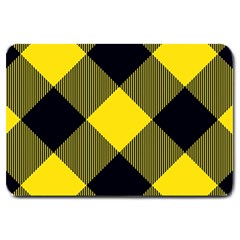 Dark Yellow Diagonal Plaids Large Doormat by ConteMonfrey