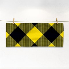 Dark Yellow Diagonal Plaids Hand Towel by ConteMonfrey