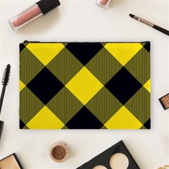 Dark Yellow Diagonal Plaids Cosmetic Bag (large) by ConteMonfrey