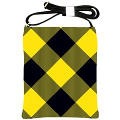 Dark Yellow Diagonal Plaids Shoulder Sling Bag by ConteMonfrey