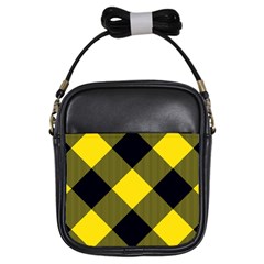 Dark Yellow Diagonal Plaids Girls Sling Bag