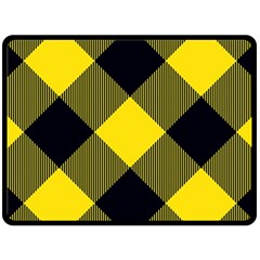 Dark Yellow Diagonal Plaids Fleece Blanket (large)  by ConteMonfrey