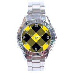 Dark Yellow Diagonal Plaids Stainless Steel Analogue Watch by ConteMonfrey