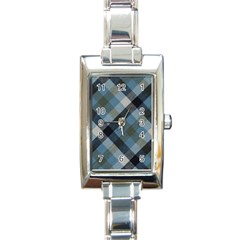 Black And Blue Iced Plaids  Rectangle Italian Charm Watch by ConteMonfrey