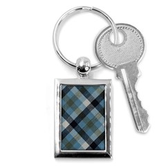 Black And Blue Iced Plaids  Key Chain (rectangle) by ConteMonfrey