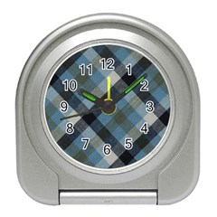 Black And Blue Iced Plaids  Travel Alarm Clock by ConteMonfrey