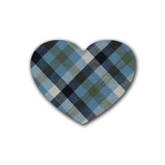 Black And Blue Iced Plaids  Rubber Coaster (heart) by ConteMonfrey