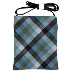 Black And Blue Iced Plaids  Shoulder Sling Bag by ConteMonfrey