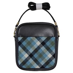 Black And Blue Iced Plaids  Girls Sling Bag