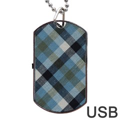 Black And Blue Iced Plaids  Dog Tag Usb Flash (one Side) by ConteMonfrey