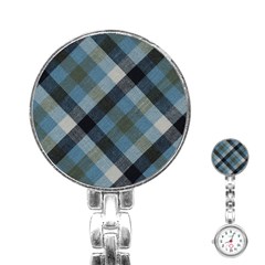 Black And Blue Iced Plaids  Stainless Steel Nurses Watch by ConteMonfrey