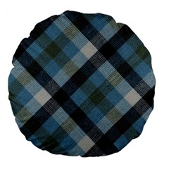 Black And Blue Iced Plaids  Large 18  Premium Flano Round Cushions by ConteMonfrey