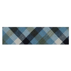 Black And Blue Iced Plaids  Oblong Satin Scarf (16  X 60 )