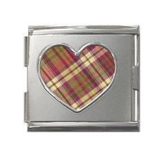 Beetle Juice Plaids  Mega Link Heart Italian Charm (18mm) by ConteMonfrey