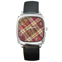 Beetle Juice Plaids  Square Metal Watch by ConteMonfrey