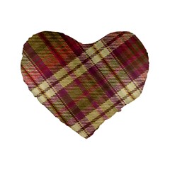 Beetle Juice Plaids  Standard 16  Premium Flano Heart Shape Cushions by ConteMonfrey