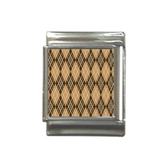 Coffee Diagonal Plaids Italian Charm (13mm) by ConteMonfrey