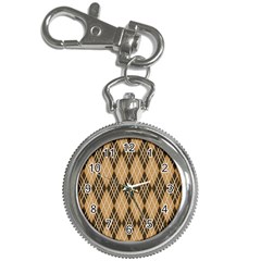 Coffee Diagonal Plaids Key Chain Watches by ConteMonfrey