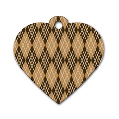 Coffee Diagonal Plaids Dog Tag Heart (one Side) by ConteMonfrey