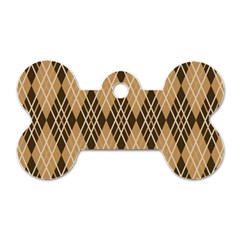 Coffee Diagonal Plaids Dog Tag Bone (one Side) by ConteMonfrey