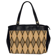 Coffee Diagonal Plaids Oversize Office Handbag (2 Sides)