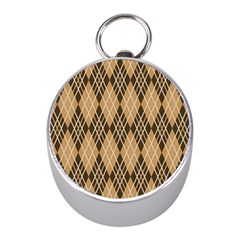 Coffee Diagonal Plaids Mini Silver Compasses by ConteMonfrey