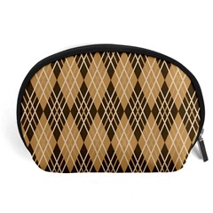 Coffee Diagonal Plaids Accessory Pouch (large) by ConteMonfrey