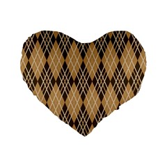 Coffee Diagonal Plaids Standard 16  Premium Flano Heart Shape Cushions by ConteMonfrey