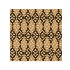 Coffee Diagonal Plaids Square Satin Scarf (30  X 30 )