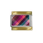 Multicolor Plaids Gold Trim Italian Charm (9mm) Front