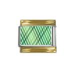 Menta Plaids Gold Trim Italian Charm (9mm) Front