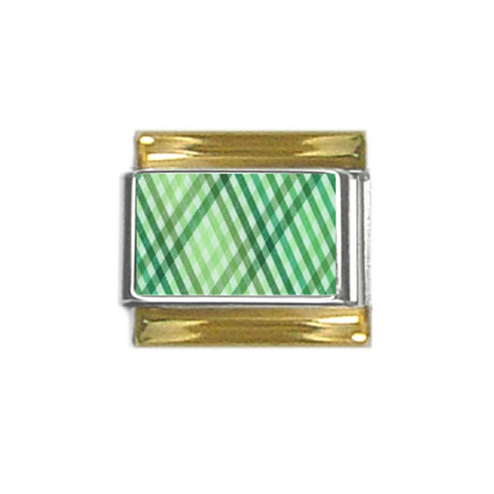 Menta Plaids Gold Trim Italian Charm (9mm)