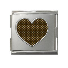 Small Golden Plaids Mega Link Heart Italian Charm (18mm) by ConteMonfrey