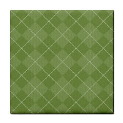 Discreet Green Tea Plaids Tile Coaster by ConteMonfrey