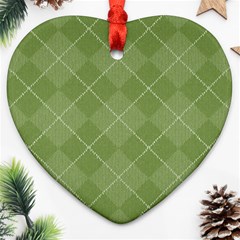 Discreet Green Tea Plaids Ornament (heart) by ConteMonfrey