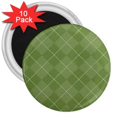 Discreet Green Tea Plaids 3  Magnets (10 Pack)  by ConteMonfrey