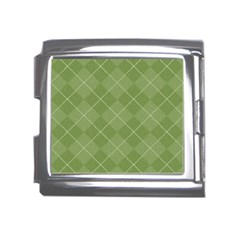 Discreet Green Tea Plaids Mega Link Italian Charm (18mm) by ConteMonfrey