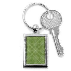 Discreet Green Tea Plaids Key Chain (rectangle) by ConteMonfrey