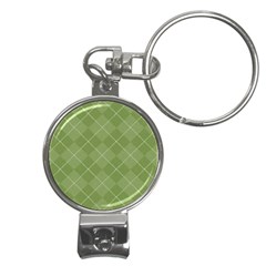 Discreet Green Tea Plaids Nail Clippers Key Chain