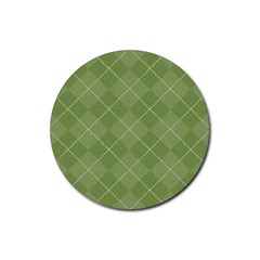 Discreet Green Tea Plaids Rubber Round Coaster (4 Pack) by ConteMonfrey