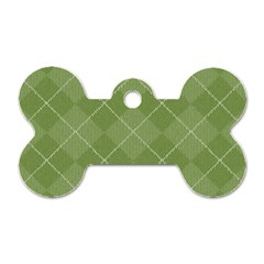 Discreet Green Tea Plaids Dog Tag Bone (one Side) by ConteMonfrey