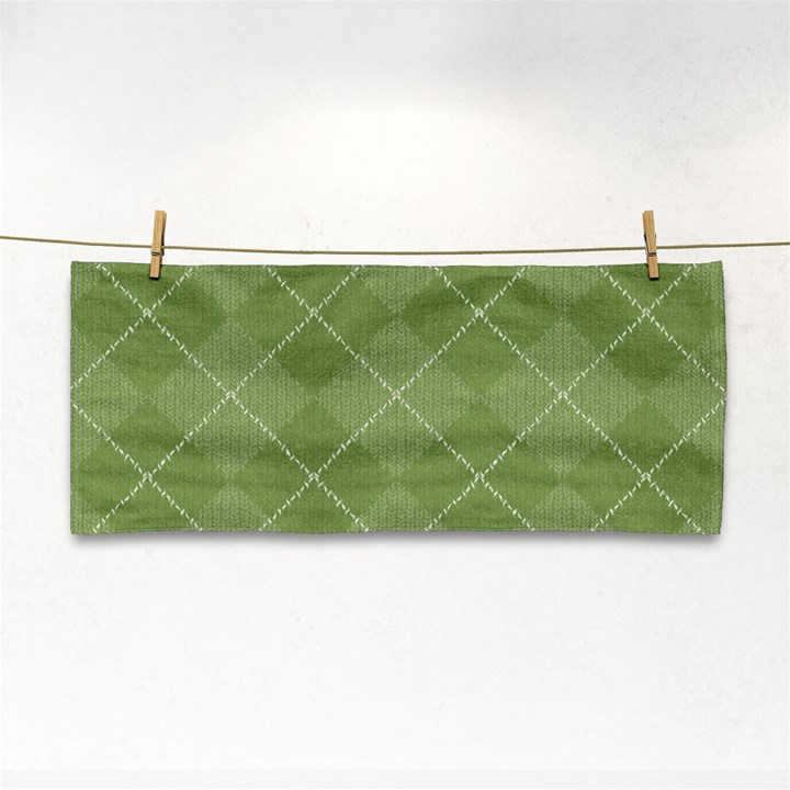 Discreet Green Tea Plaids Hand Towel