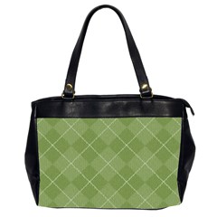 Discreet Green Tea Plaids Oversize Office Handbag (2 Sides)