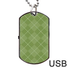 Discreet Green Tea Plaids Dog Tag Usb Flash (one Side) by ConteMonfrey