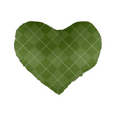 Discreet Green Tea Plaids Standard 16  Premium Heart Shape Cushions by ConteMonfrey