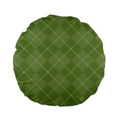 Discreet Green Tea Plaids Standard 15  Premium Flano Round Cushions by ConteMonfrey