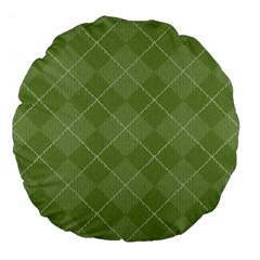 Discreet Green Tea Plaids Large 18  Premium Flano Round Cushions by ConteMonfrey